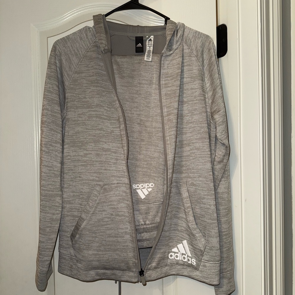 Adidas Women's Gray Zip-Up athletic set 7/8 length joggers Small